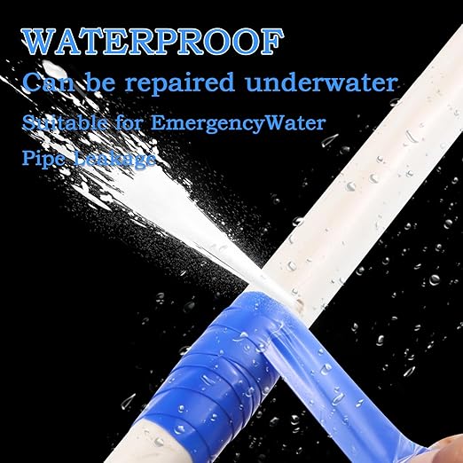 Self Fusing Silicone Tape 1 in x 5' Blue Waterproof Rubber Leak Proof Sealing Silicone Rubber Self-amalgamating Tape for Emergency Hot and Cold Water Pipe Repairs and Tool Fixation