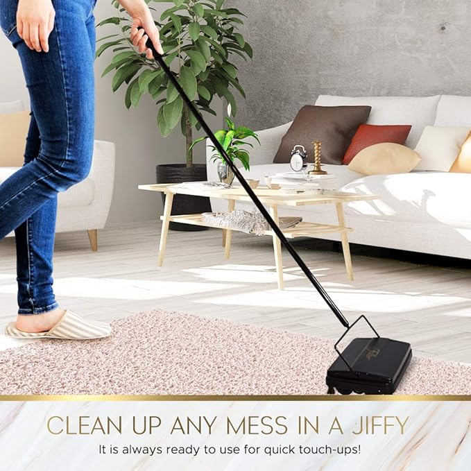 Fuller Brush 17029 Electrostatic Carpet & Floor Sweeper - 9" Cleaning Path - Lightweight - Ideal for Crumby Messes - Works On Carpets & Hard Floor Surfaces - Fresh Mint