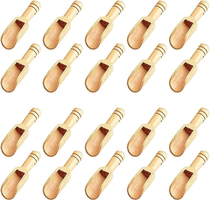 20pc Mini Wooden Spoons，Mini Bamboo Spoons for Bath Salts, tea scoop, Washing Powder spoon，wooden candy spoon