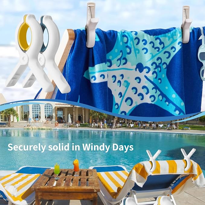 Extra LargeTowel Clips for Beach Chairs 3 Pack,3.7 Inch Beach Towel Clips,Towel Clips Strong gripping Power Suitable for Family Vacation and Poolside Leisure