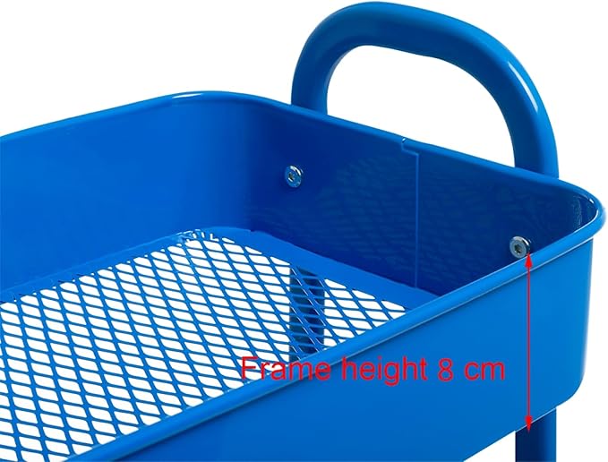 AGTEK Makeup Cart, Movable Rolling Organizer Cart,3 Tier Metal Utility Cart, Aristocratic Blue