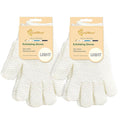 Evridwear Exfoliating Dual Texture Bath Gloves for Shower, Spa, Massage and Body Scrubs, Dead Skin Cell Remover, Gloves with Hanging Loop (2 Pairs Light)