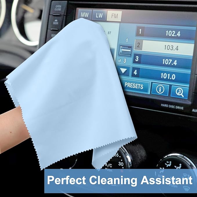 Frienda 12 Pack Large Microfiber Glass Cleaning Cloths 12 x 12 Inch Oversized Sunglasses Cleaning Cloths for Electronics Glasses Screens and Lenses(Blue,Light Gray,Black)