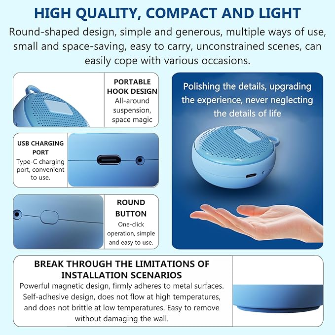 Refrigerator Deodorizer, Fridge Odor Absorber, Mini USB Rechargeable Ozone Odor Eliminator, Reusable for Fridge, Car, Closet, Wardrobe (Blue)