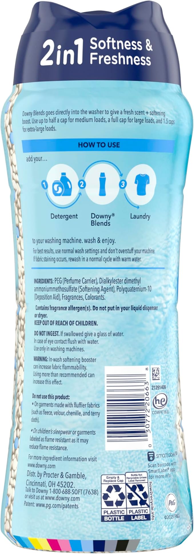 Downy Blends In-Wash Laundry Scent Booster Beads, Meadow Rain Scent, 24.5 OZ, Fabric Sottener Beads and Freshness