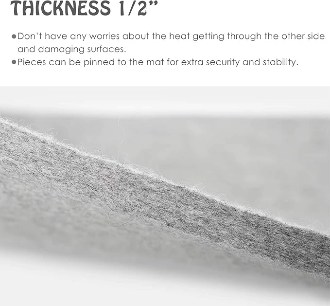 Wool Pressing Mat for Quilting - 17" x 24" Extra Large Felt Ironing Pad 1/2" Thick, 100% New Zealand Wool for Ironing, Sewing, Cutting on Ironing Board, Tabletop, Dryer, Countertop