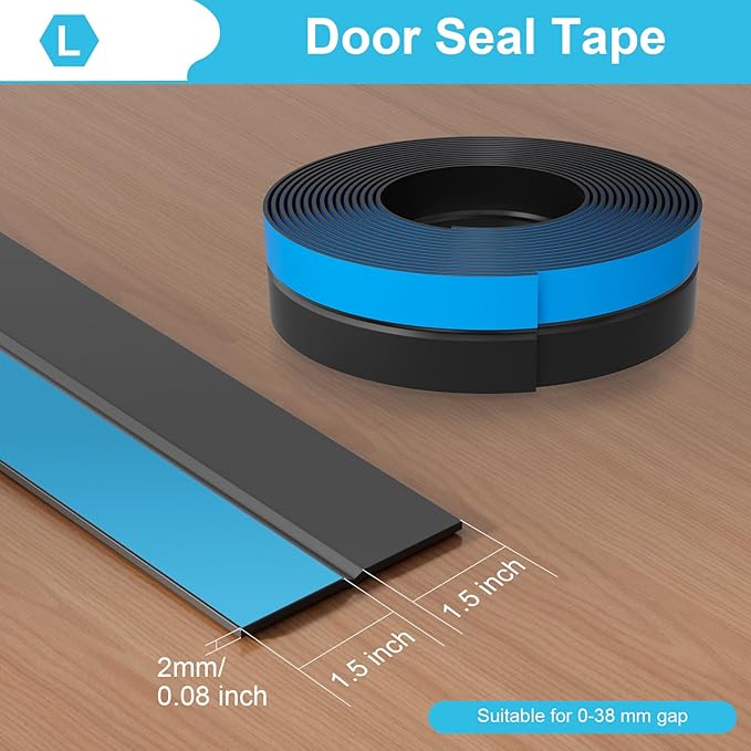 Weather Stripping Door Seal, Silicone Strip for Frame and Gaps Draft Stopper,Glass Shower Door Sweep, Black, 20 Feet x 3 Inch