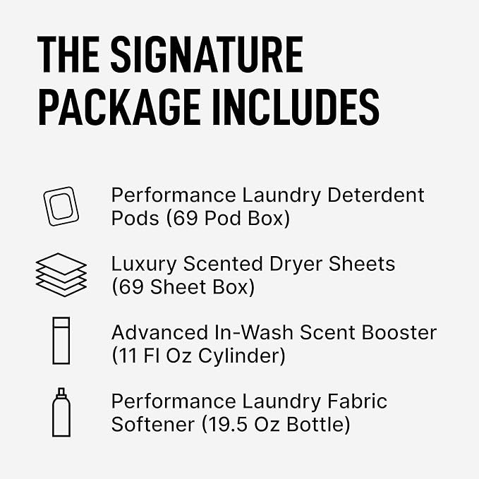 Laundry Sauce - Signature Bundle Siberain Pine, Scented Laundry Detergent Pods & Scent Booster, Fabric Softener, Dryer Sheets, Fabric Protection, Essential Oils, Long Lasting Luxury Fragrance