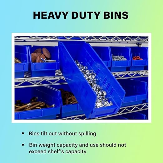 Akro-Mils 30120 Plastic Shelf Bins, Heavy Duty Storage Bins for Garage, Closet, and Drawer Organization, 12-Inch x 4-Inch x 4-Inch, Yellow, 24-Pack