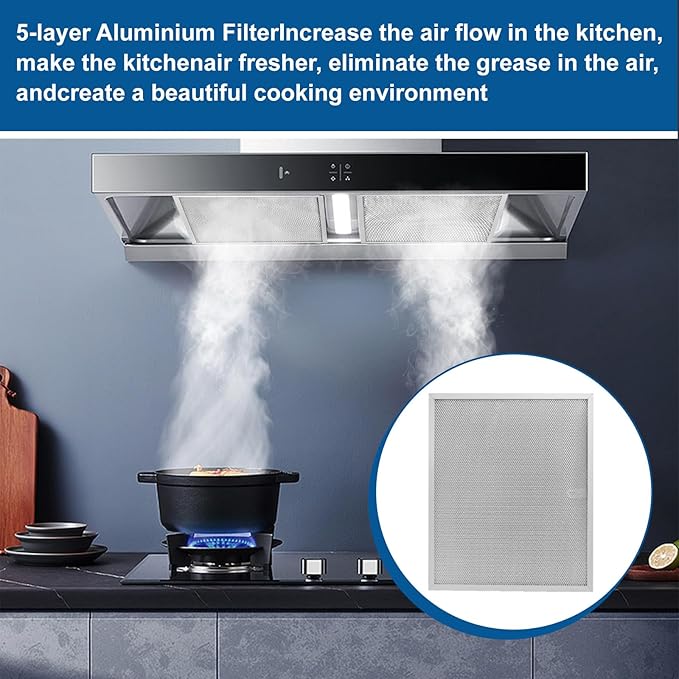 Allure Range Hood Filter Replacement 14.2" x 11.8" BPS1FA30 With 5-Layer Aluminum Mesh Fit for Broan. Nutone vent filter for Kitchen Overhead Exhaust Fan Blocks Grease & Filters Oven Air (2PIC)ENKTIK