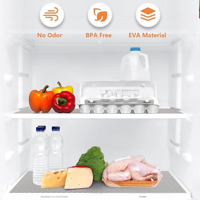 Light Gray Shelf Liners for Kitchen Cabinets Refrigerator Liners Waterproof & Oil-Proof Kitchen Cupboard Liner Drawer Mats EVA Material Non Adhesive Fridge Liner for Shelves 11.8 x 236.2 Inches