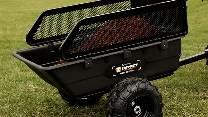 Impact IMPLEMENTS® 1500lb Poly Tub Utility Cargo Trailer for ATV's, UTV's, & Garden Tractors from a USA Offroad Company. Includes Optional 2" Coupler, 18" x 8" Tires, and Pivoting Feature.