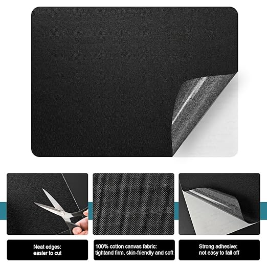 J.CARP 2Pcs Linen Repair Patches, Large Self-Adhesive Fabric Patch for Sofas, Couch, Furniture, Car Seats (8 * 11 inches-2PCS Black)