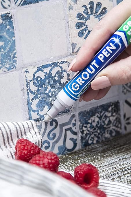 Grout Pen Light Grey Tile Paint Marker: Waterproof Grout Paint, Tile Grout Colorant and Sealer Pen - Light Grey, Narrow 5mm Tip (7mL) - 3 Pack