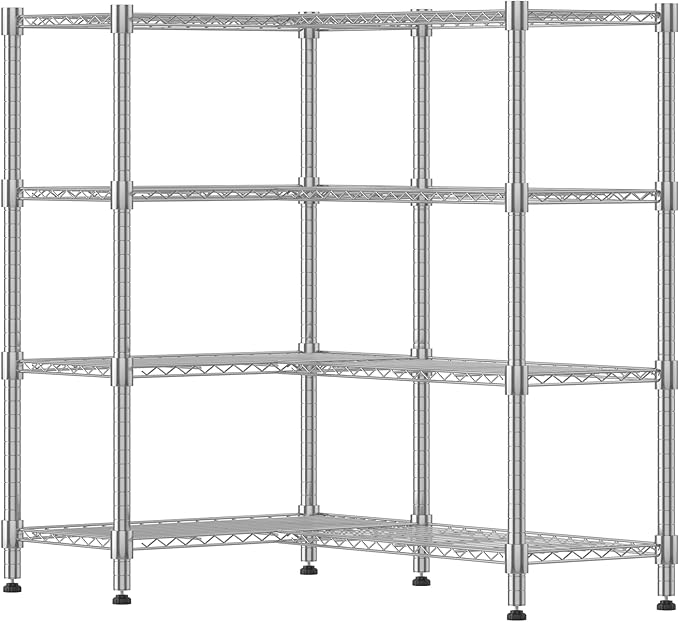 Himimi 4-Tier Heavy Duty Metal Storage Rack, 1200LBS Adjustable Wire Shelving for Storage, Standing Storage Shelf Units for Kitchen Garage Pantry Laundry, 60" W x 14" D x 60" H, Silver