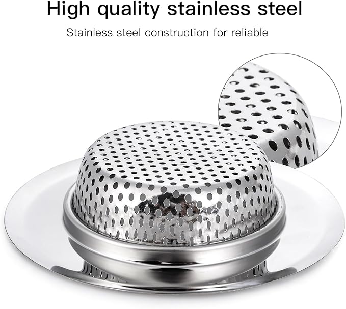 4 Pack Heavy Duty Stainless Steel Kitchen Sink Drain Strainer, Bathroom Hair Catcher Shower Drain Cover, Sink Tub Drain Stopper, Wash Basin Floor Drain, 2.1 to 4.5 Inch Diameter Rim