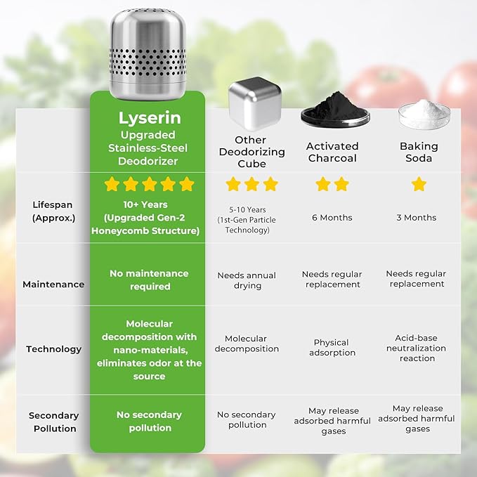 Refrigerator Deodorizer – Lasts for 10 Years, Long-Lasting Odor Eliminator for Fridge, Closet, Car -More Effective Than Baking Soda Charcoal Air Purifier - Nano Catalyst Technology (1 Pack)