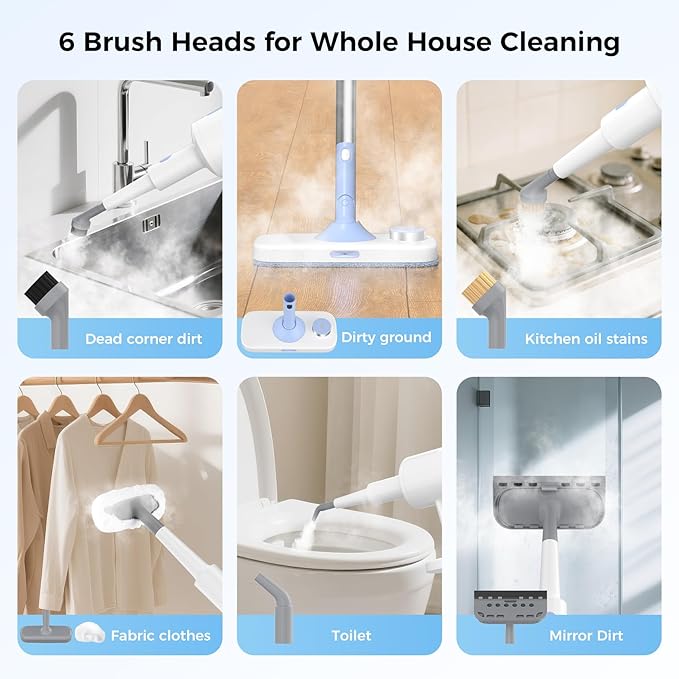 Steam Mop for Floor Cleaning, 7 in 1 Floor Steamer with Detachable Handheld Steam Cleaner Perfect for Hardwood Floors, Clothes, Windows, Tiles, Furniture, Carpet, Whole Home Use