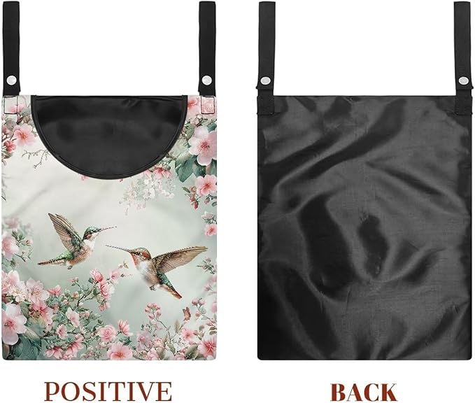 Hummingbird Clothespin Bags with Hanging Rope Space-Saving Clothespin Storage Organizer Waterproof Clothes Pin Holder for Clothesline Outdoor Rotatable Clothespin Storage Bag