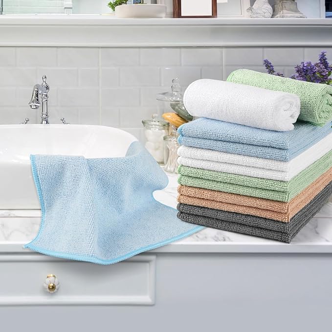 Orighty Microfiber Washcloths Bulk Towels Set 100 Pack, Highly Absorbent and Soft Feel Face Cloths, Multi-Purpose Wash Cloths & Hand Towels for Bathroom, Hotel, Spa, and Gym, 12x12 Inch, Multi-Color