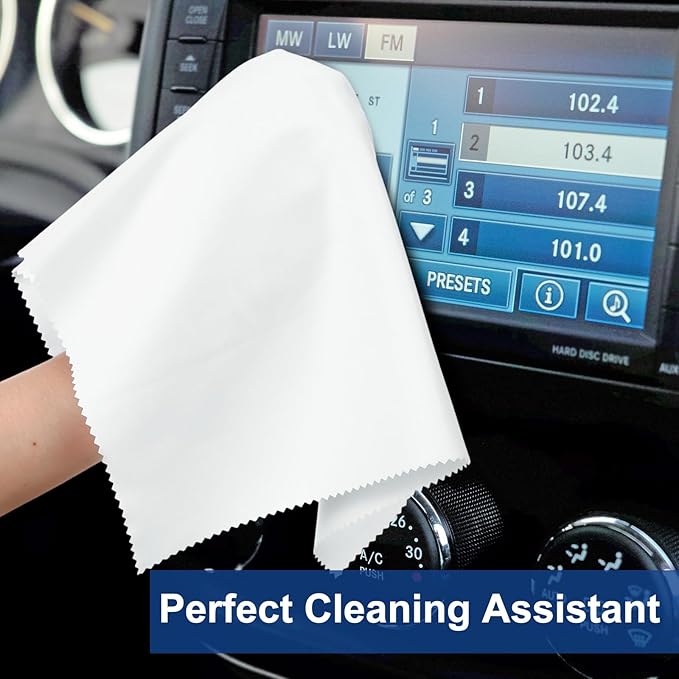 Frienda 12 Pack Large Microfiber Glass Cleaning Cloths 12 x 12 Inch Oversized Eyeglass Sunglasses Cleaning Cloths for Electronics Glasses Screens and Lenses(White)