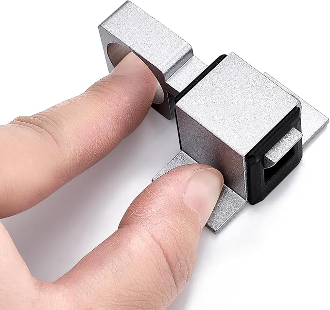 4 Packs Self-Closing Gate Latches, Silver Spring Door Lock, Aluminum Alloy Security Latch for Windows, Cabinets & Gates