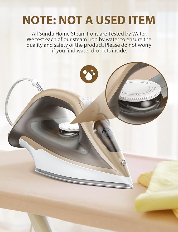 Steam Iron for Clothes Rapid Heating, 1500W Iron with Non-Stick Ceramic Soleplate, Auto-Off, Burst of Steam, 500 Microsteam Holes, Self-Cleaning, 12.31oz Water Tank Ironing Clothes for Home