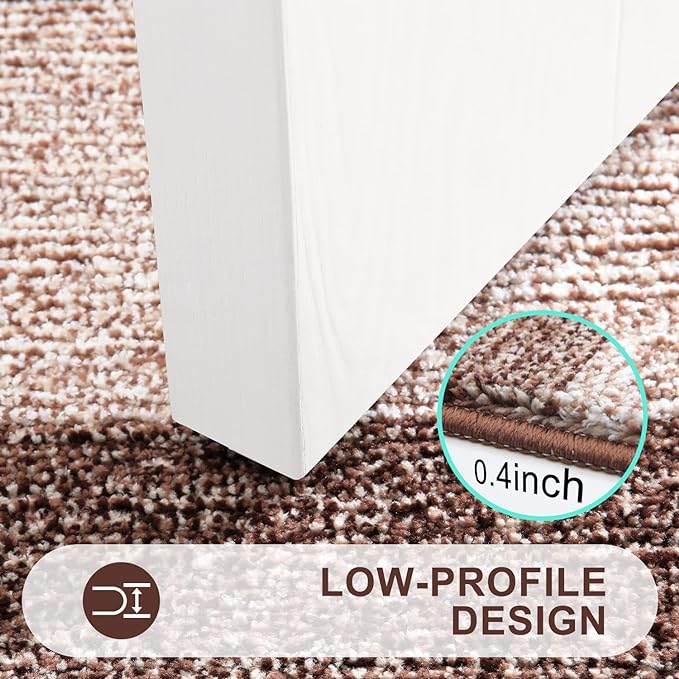 Kitinjoy Indoor Outdoor Door Mat, 40x32 Non-Slip Absorbent Dirt Trapper, Low-Profile Washable Inside Entrance Front Floor Mat, Sturdy Soft Entry Doormats for Entryway, Brown