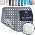 Homerella Anti Slip Shower Mat | Anti Mold Non Slip Bathtub Mat for Inside Shower | Square Floor Shower Mat 21 x 21 inch with Suction Cups for Grip & Hooks Hanging and Quick Drying | Machine Washable