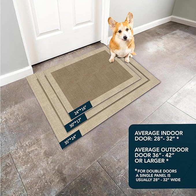 Ultra Thin Door Mat Indoor Entrance, 1/10 in Thin Door Mats for Inside Entry, Non-Slip Rubber Backing Washable Doormat, Fade Resistant, Absorbent, Low Profile Dirt Trapper, 35"X24",Brown