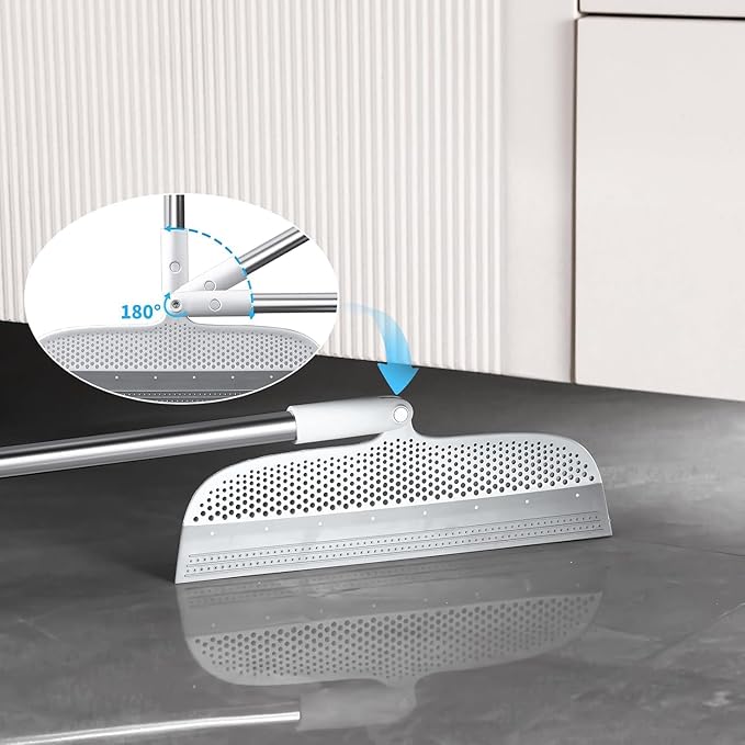 Rubber Squeegee Broom for Floors, 51.77" Long Handle Multi-Surface Magic Broom, Pet Hair Remover Scraper for Laminate Carpets, Windows, Mirrors, Rugs, Hardwood, Tile Cleaning