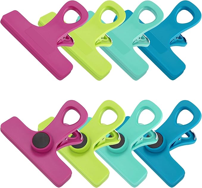 TACGEA Chip Clips, Magnetic Bag Clips with Air Tight Seal for Food Storage, 8-Piece