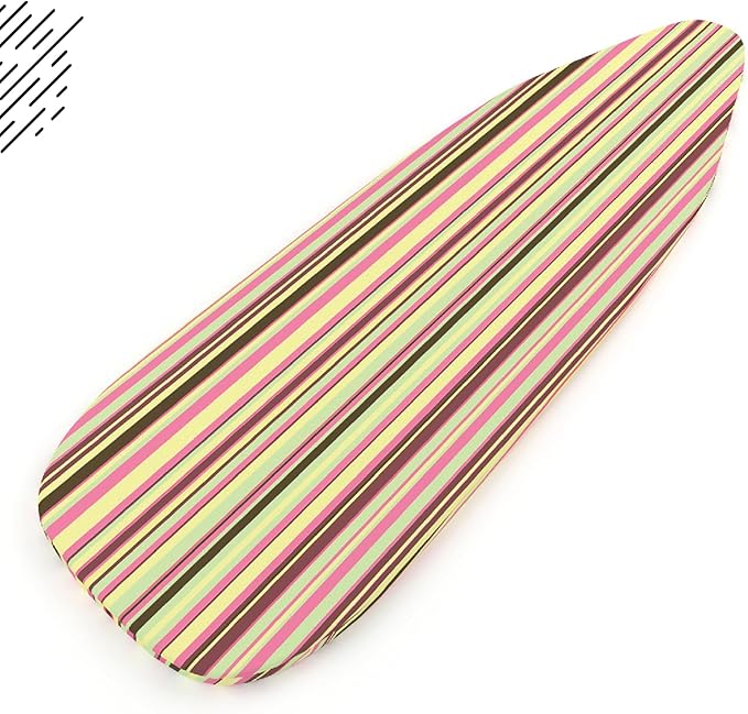 Encasa XO Ironing Board Cover and Pad - Thick 4mm Felt, Heat & Scorch-Resistant, Fits Medium Boards 42"x14", Elastic Bungee Cord Tightening, Easy Fit, Stain-Safe Dye, Multistripe