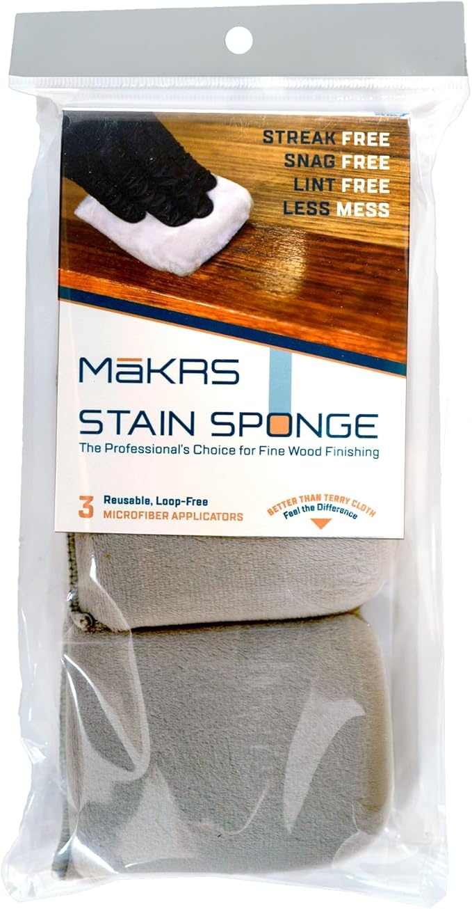 MāKRS Stain Sponge, 20-Pack Staining Pads, Lint, Snag and Streak-Free Applicator Sponges, Micro-Brush Material Over Foam Core, for Wood Stains and All Finishes, Easy to Use with Consistent Application