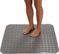 ENKOSI Extra Large Square Non Slip Shower Mat - 31 x 31-inch XL Bathroom Shower Mat - Square Shower Matts for Shower Stall Floors | Secure Suction Cups and Drain Holes (31x31 Clear Gray)
