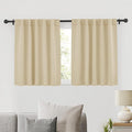 RYB HOME Short Blackout Curtains 36 inches, Solid Heavy Duty Small Window Treatment Room Darkening Privacy Draperies for Basement Bathroom Bedroom, Biscotti Beige, W42 x L36 inch, 2 Panels