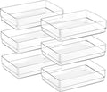 SMARTAKE 6 PCS Clear Plastic Drawer Organizers Set, Large Size Non-Slip Desk Drawer Organizer, Versatile Bathroom and Vanity Drawer Organizer Trays for Makeup, Bedroom, Office, Kitchen Utensils
