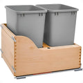 Rev-A-Shelf Pullout Trash Cans for Kitchen Cabinet, Dual 35 Qt Bins with 18" Wood Frame - Large Garbage Bin Containers for Home Waste Storage and Recycling