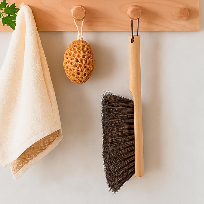 Takavu Multi-Purpose Counter Brush with Solid Wood Handle, Natural Horsehair Bristles for Gentle Dusting of Furniture, Drafting, Patio, Fireplace Cleaning, Shop Brush, Woodworking Tool & Accessories