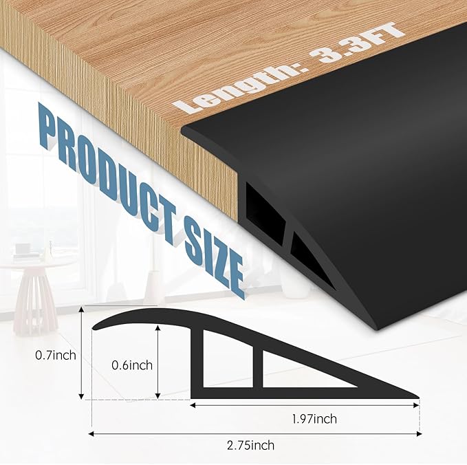 Floor Transition Strip Door Threshold 39" Floor Transition Reducer Trim on The Edges Threshold Strip Self Adhesive Suitable for Doorways, Tiles, Carpet