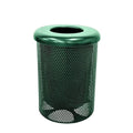 COATEDOUTDOORFURNITURE RFT-P-TXTGRN Heavy Duty Round Trash Receptacle with Flat Top, Liner Included, 32 Gallon, Textured Green, Made in America