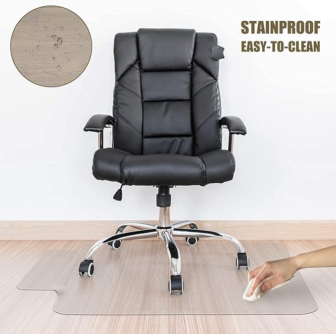 Kuyal Chair Mat, Rolling Chair Mat for Hardwood Floor, 36" X 48" Transparent PVC Home Office Floor Protector Mat (36" X 48" with Lip)