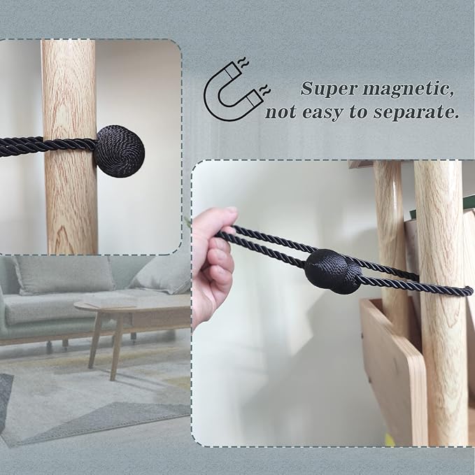 Hion Magnetic Curtain Tiebacks Golden 4 Pack, Curtain Tiebacks Buckles Holdbacks Holders Hooks Clip for Home Bedroom Office Decorative Thick or Thin Curtain