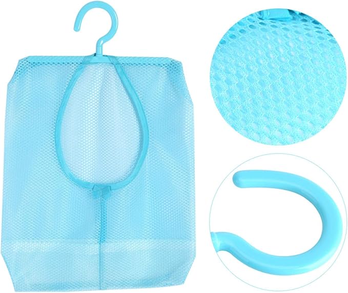 Clothespin Bag, Multi Purpose Hanging Mesh Storage Bag Clothespin Bag with Hanger for Socks Stockings Bra Underwear Bathroom(Blue)