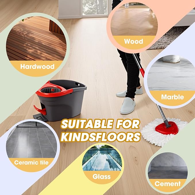 3 Pack Spin Mop Replacement Heads,100% Microfiber Spin Mop Refills for O-Ceda Mop Replace Head EasyWring 1-Tank System, Machine Washable Mop Heads Replacements for Easy Cleaning