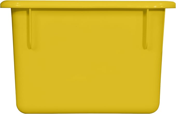 Wood Designs Cubby Storage Bin, Heavy Duty Plastic Containers for Kids Yellow Cubby Tray Set of 10
