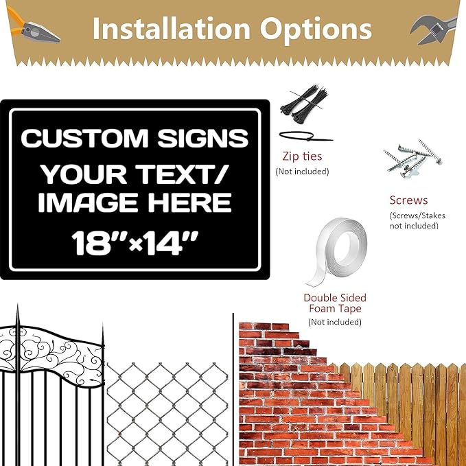 Custom Sign,Personalized Metal signs,Aluminum Weatherproof Metal Sign,Multiple Sizes Custom Personalized Text And picture Here,hazard sign,garden sign,custom door sign,Customised business signs(18*14 Inch)