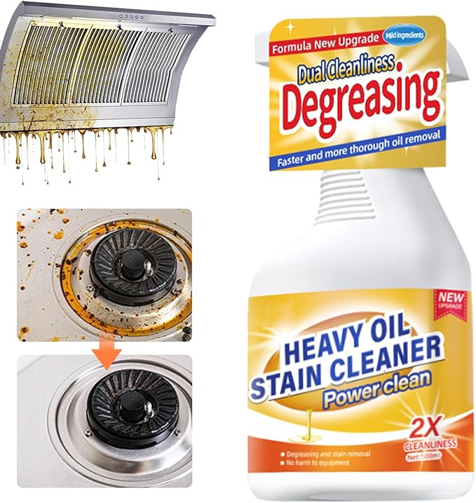 Kitchen Heavy Oil Cleaner, 2025 Newly Upgraded Heavy Duty Oil Stain Remover, 500 ML Multipurpose Cleaner Spray, Kitchen Degreaser Spray for Stovetops, Ovens, Range Hoods (1)