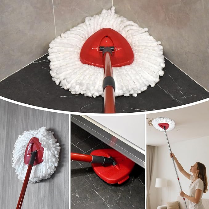 Mop Handle for Ocedar,Spin Mop Replacement Head Base Compatible with O Cedar,4-Section Spin Mop Handles and Base for EasyWring Spin Mop