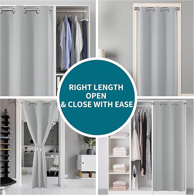 Joydeco Doorway Curtains Custom Size, Door Curtains for Doorways Closet Door Curtain, Curtain for Doorway Closet Curtains for Bedroom Closet Door Temporary Door(Custom Sise, Greyish White)